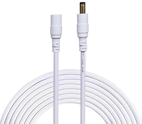 Liwinting 5 Metros Cable de Extensión 2.1mm x 5.5mm Plug DC Macho a Hembra Conector para Adaptador de Corriente, LED, Cámara CCTV Potencia, Coche, Monitores y Más - Blanco