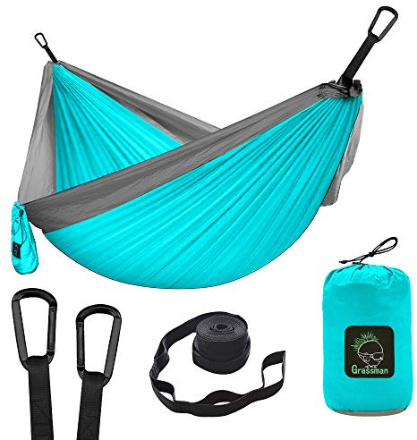 Hängematte Camping - Hängematte 2 Personen, Ultraleichte Outdoor Hängematte, Perfektes Camping Geschenke, Camping Hängematte Outdoor mit 2 Baumgurten + 2 Karabiner