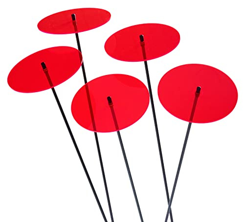 5er Set Sonnenfänger Garten Stecker, 75cm hohe Sonnenscheiben Dekoration für Garten, Balkon oder Terrasse, Farbe:rot