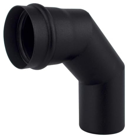 rg-vertrieb Pelletrohr Bogen 90° DN 80mm Schwarz – Ofenrohr Knie für Pelletofen mit Silikondichtung – Hochwertiges Rauchrohr Stahlblech 1,2mm Senotherm Lackiert – Hitzebeständiges Kaminrohr Zubehör