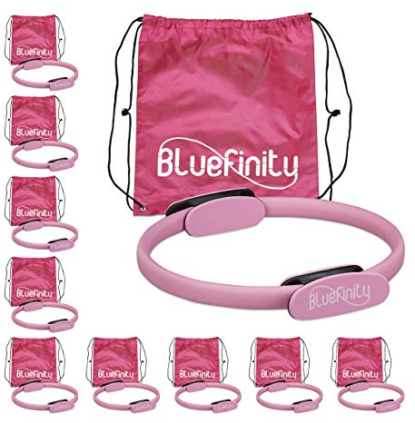 Bluefinity Pilates Ring mit Übungen, Doppelgriff, gepolstert, Widerstandsring Yoga, Fiberglas, Fitness Ring Ø 37cm, pink