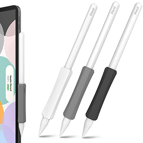 NIUTRENDZ 3 Stück Silikon Griff für Apple Pencil 2. Generation, Apple Pencil Pro& USB-C Schutzhülle Zubehör Ergonomisches Design Ärmel Halter【Magnetisches Aufladen & Double Tap】