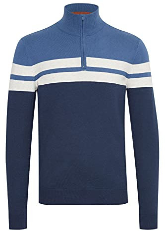 Blend BHNaresh stickad tröja för män, troyer finstickad tröja med ståkrage av 100 % bomull, Klänning Blues (194024), XXL