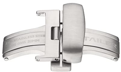 Stailer Faltschließen aus 316L-Stahl, Gebürsteter Stahl, Faltschließen für Lederbänder, Uhrenverschluss 22mm, hoch Qualität, Edelstahl Metall, Uhrenarmband Schließe 22 mm, Schnalle für Herren Damen