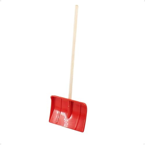 Rekord - Schneeschieber für Kinder Rote Schneeschaufel mit Holz-Stiel 76cm | Kinderschneeschaufel aus Kunststoff, 29x22 cm, ideal als Outdoorspielzeug für den Winter, fertig montiert