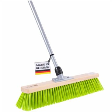Profi Gartenbesen Besen 40cm mit Teleskopstiel Stiel neon-grüne Borsten