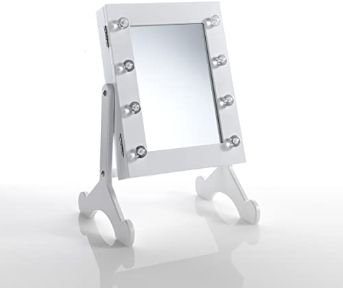 Wink Design - Espejo de Mesa con Recipiente, Coffeer Lux, Luces LED integradas, Blanco Mate, 44 x 29 x 25 cm