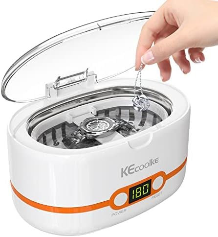 KECOOLKE Nettoyeur à ultrasons pour Bijoux, 600 ML Nettoyant sonique avec minuterie numérique pour Lunettes, bagues, pièces de Monnaie, Anneau, Argent