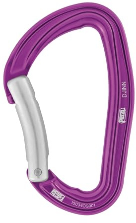PETZL - Mousqueton DJINN - Escalade en Falaise, Robuste, Doigt Courbe, Violet