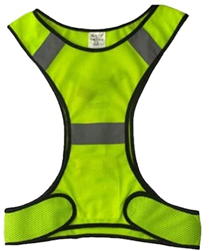Warnweste Reflektorweste Reflektierender Anzug for Nachtlauf, reflektierende Sicherheitsweste mit einstellbarem Riemen Ultra-dünn Sicherheitsweste (Blue : Reflective Yellow, Size : XL)