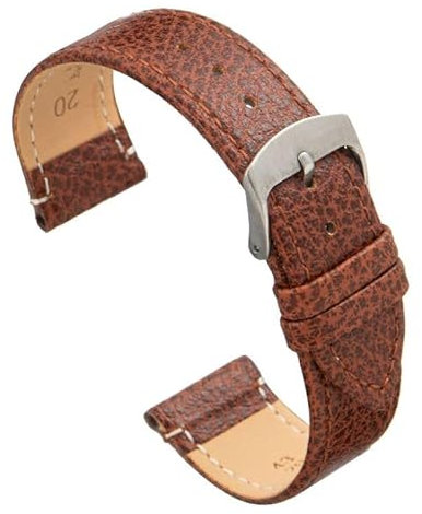 diloy Uhrenarmband aus Kalbsleder mit Buffalo-Prägung – Elegantes Leder, Edelstahlschließe – Für Klassische Uhren – Größen 10mm, 12mm, 14mm, 16mm, 18mm, 20mm, 22mm 86 Hellbraun 12mm