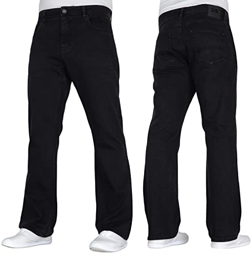 Crosshatch Mens Stretch Boot Cut Leg Flared Classic Retro Denim Jeasn by JeanBase Black 36W X 30L