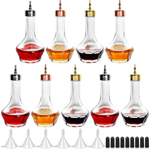 SuproBarware Bitter Bottle and Mixing glass – Glass Bitter Bottle with Dash Top, 1.7oz/50ml, Great for Bartender, Home Bar (clear 9 pack)