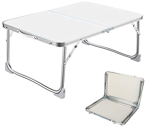 60 x 40 cm Klapptisch für Computer, tragbar, Schreibtischtisch, Frühstücksständer, Betttablett, Schreiben, Studium, Campingtisch, Couchtisch – Weiß