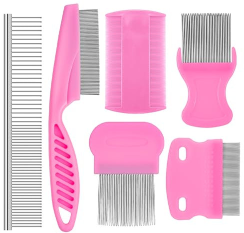 Confezione da 6 pettine per pidocchi, pettine per rimuovere pidocchi e lendini, facile da usare, pettine in metallo con punte rotonde