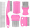 Pack de 6 Peine para Piojos, Peine de Dientes de Acero Inoxidable, Peine de Dientes de Doble Cara, liendrera para deshacerte de piojos, pulgas. Reutilizable para Evitar Daños y Tirones(rose)