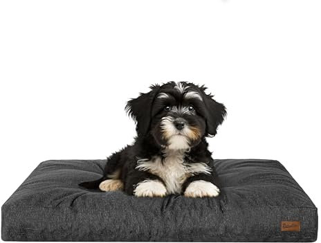 PillowPrim Hundebett, rechteckige Form, Haustiermatratze, Katzenbett, Hundekissen, Korb, Hundesofa, Liegeplatz, Gesteppt, Kissen, für kleine Hunde, Schwarz