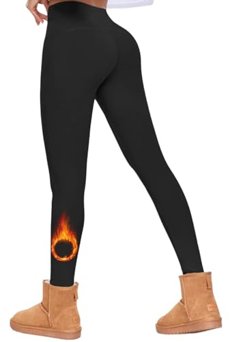 DREAM SOCKS Leggings térmicos de Forro Polar para Mujer con Abrigo Interior, Leggings de Invierno, Peso Pesado con Alto Aislamiento térmico (L-XL, 1 X Negro)