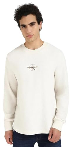 Calvin Klein Herren Sweatshirt Monologo Waffle Rundhalsausschnitt