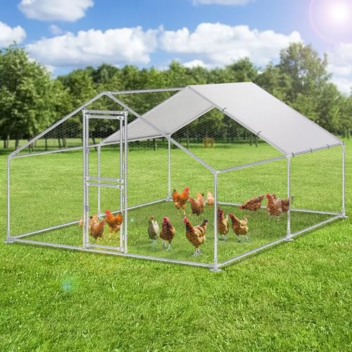 YITAHOME Hühnerstall Freilaufgehege Freilaufgehege Kaninchen mit Sicherheitsschloss und Wasserdichtes PE-Farbtuch, Freigehege für Kaninchen Hühner und weitere Kleintiere Hühnergehege (3x4x2m)