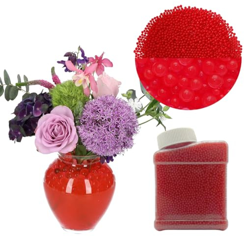 NITZCHE 50000 bolas de agua rojas no tóxicas, bolas de gelatina de gel de agua rojo, perlas flotantes, arreglo de centro de mesa de boda, fabricación de velas flotantes