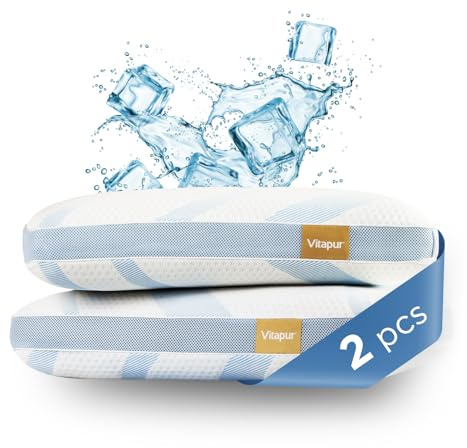 Vitapur Memosilver Premium Kissen 40x60-2 Stück Kühlkissen | Silberionen | Orthopädischer Komfort gegen Nackenschmerzen | Kopfkissen mit Kühlfunktion für heiße Nächte | Cooling Pillow