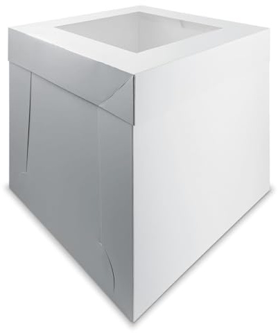 Tall White Cake Box with Window 14 inch - Pack of 5