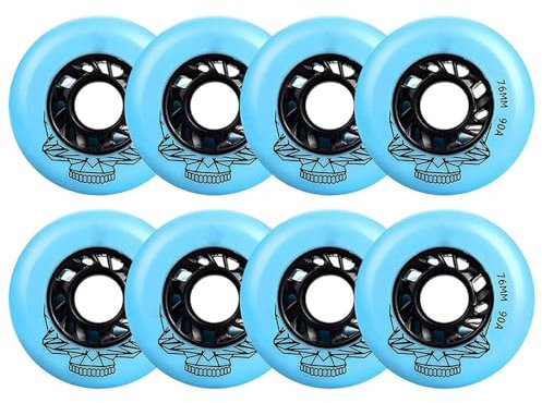SHANRROW Inline-Skate-Räder, 90 A, Ersatz-PU-Räder für Inline-Skate, Wave-Board, Caster-Board, Street Surf, ohne Lager, 8 Stück,Blau,80mm