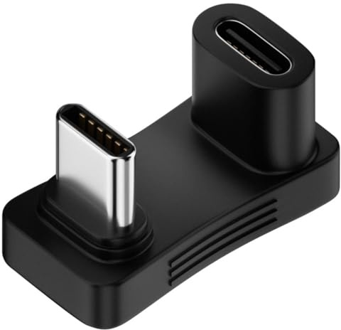Adaptador USB C, Adaptador en ángulo de 180 Grados en Forma de U, Negro | Adaptador de Codo USB C 3.1 Hembra a Macho Compatible con iPhone 17/16/15 Samsung Galaxy S25 Switch iPad y Más, 1 Pieza