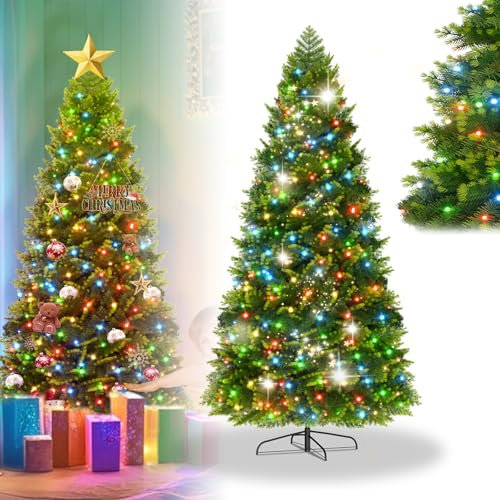 XINZI Premium Künstlicher Weihnachtsbaum 180 cm mit Beleuchtung – Lebensechter Tannenbaum Künstlich mit dichtem Nadelwerk aus PVC+PE-Mix, mit Metallständer, Christbaum für Weihnachtsdekoration