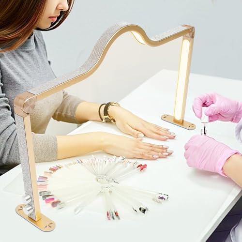 JAYEUW Halbmondlicht für Nägel LED Tischlampe 48W Wimpernlicht Nagel-Schreibtischlampe Maniküre Tisch Lampe Dimmbar 3000K-6000K Faltbare LED Nageltisch Lampe für Schönheit Wimpern (Gold)