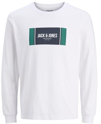 JACK & JONES Jjhayato tee LS Crew Neck BTS, Blanco, L