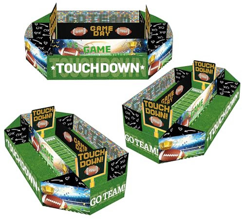 GalaHub 5 Pack Large Football Snack Stadium Trays Set, Football Party Supplies, Game Day Snack Trays, Snack Tray for Football Birthday Party or Tailgate Party