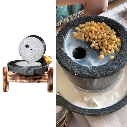 Blazea Manual Hand Crank Flour Stone Mill, Home School Kitchen Stone Burr Grain Mills, 25 X 40 cm Stone Grain Mill Grinding Tool for Nuts Spices Corn