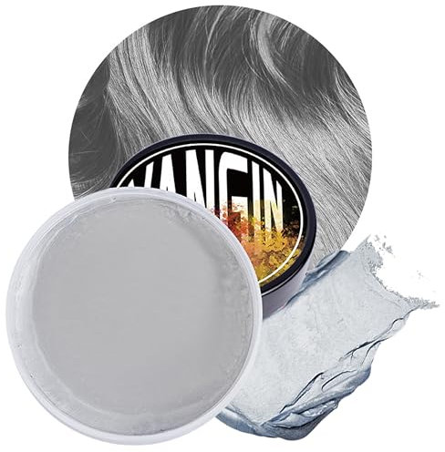 Coloration temporaire pour cheveux gris pour hommes et femmes, pommade de coiffure naturelle, cire colorante pour fête, cosplay et Halloween, Noël, crème colorante temporaire (100 g, gris)