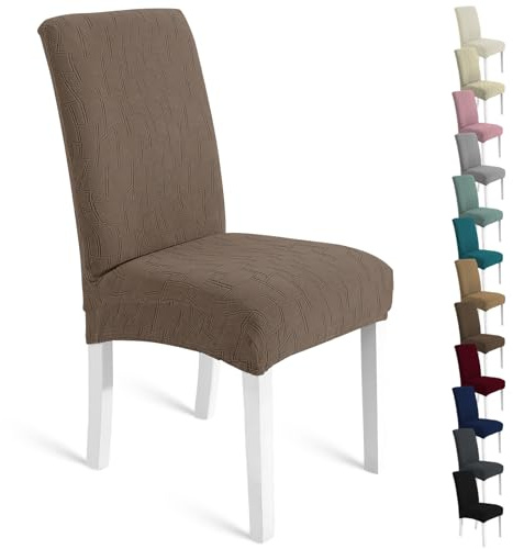 Ystyle Stretch Stuhlhussen 4er Set, Stuhlbezug Elastisch Abnehmbarer Waschbarer, Universal Stühle Schutz Dekoration Stuhlbezug für Hotel Bankett Küche Restaurant Hochzeit Party, Braun