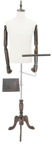 Männliche Ankleideform, 150-180cm höhenverstellbarer Schaufensterpuppen-Körper-Torso, Schneiderpuppe zum Ausstellen und Nähen, inklusive Hosenständer und Schuhregal (Weiß, M)