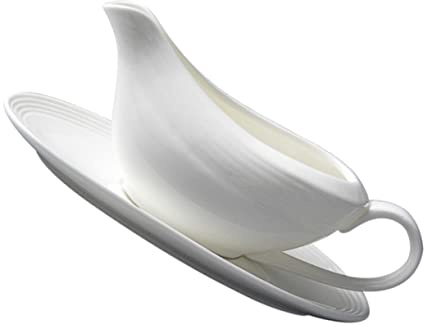 LAPYAPPE Ceramic Sauce Container 160ml Dripless Handle Gravy Boat Pure White Kitchen Sauce Cup for Serving and Pouring