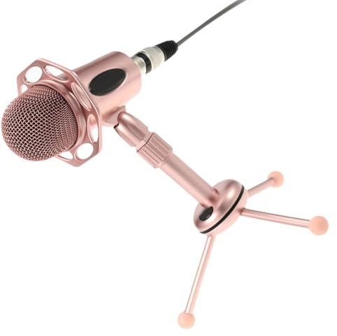 LABRIMP Karaoke Mikrofon Satz mit Ständer für Streaming und Gaming | Legierung, Höhenverstellbares Stativ, Stabile Basis, Rosa, 20hz bis 20khz, 1 Satz