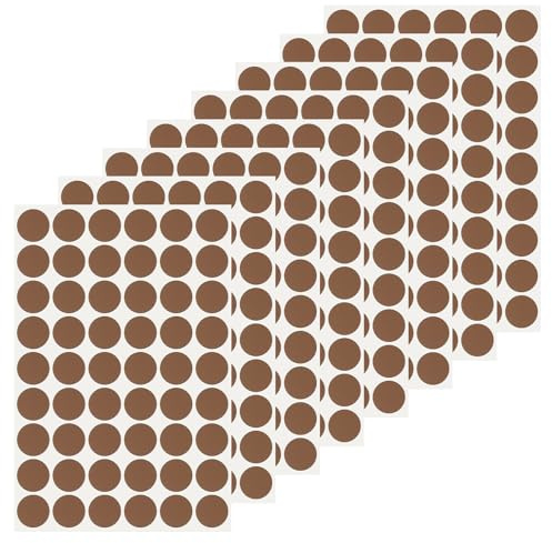 PATIKIL 432 Pcs Hole Cover Stickers, Dia. 21mm/0.8 PVC Screw Cover Caps Self-Adhesive Wood Stickers for Dustproof Decoration Furniture Cabinet Wardrobe Desk, Dark Brown