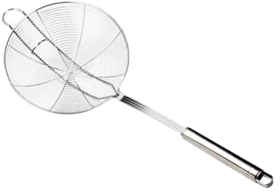 MUELODSIC Cuillère Passoire Acier Inoxydable avec Double Crochet Louche Araignée pour Cuisine Filtre Alimentaire Pratique et Légère Manche Long Antibrûlure Nettoyage Facile