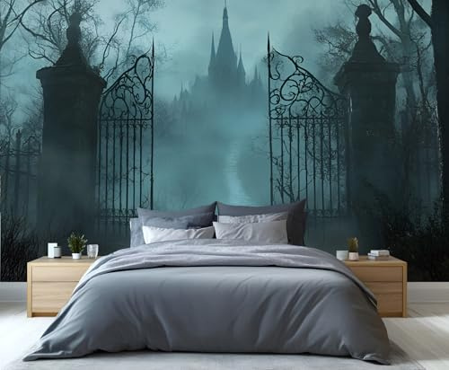 YXQAIED Castle Tapete, mystische Landschaft, Tapeten für Wohnzimmer, Retro, mittelalterlich, Schlafzimmer, nicht selbstklebend, 3D, großes Wandbild und Heimdekoration, 350 x 256 cm