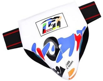 Zanthicia Muay Thai Guard, bequemer und langlebiger Tiefschutz, Schrittschutz, PU Tiefschutz, Verstellbarer Sportschutz , Weiß , M