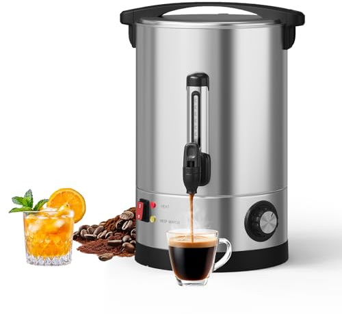Garvee 70 Cups Commercial Coffee Urn, 10 L/2.6 gal Large Capacity Stainless Steel Hot Coffee Maker, Double Wall Heat Retention Thermal Carafe for Wedding, Buffet, Catering, Events, Party Gathering