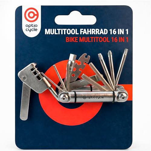 Optio Cycle Multitool Bici 16 in 1 con Smagliacatena e Leva Gomma – Kit Attrezzi Bici Portatile | Multitool MTB, Bicicletta da Corsa, Gravel, E-Bike | Multi Tool Manutenzione Bicicletta