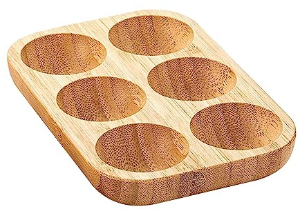 DimyFew Soporte para Huevos, Contenedor de Huevos Práctico, Organizador de Huevos de Madera de 6 Compartimentos, Bandeja de Almacenamiento de Huevos para