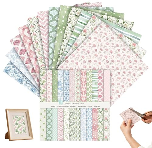 Scrapbook Papier Buntes, 24 Blatt scrapbook zubehör 30,5x30,5 cm Doppelseitiges Origami Papier Bunt Papiers zum Basteln Muster Scrapbooking Bastelpapier für Journal Scrapbooking Basteln