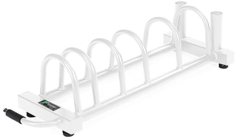 Milageto Carrello Porta Dischi Olimpici Uso Professionale Rack Porta Dischi Bilanciere Salvaspazio Rastrelliera Pesi per Allenatori, Garage, Bianco, Grande