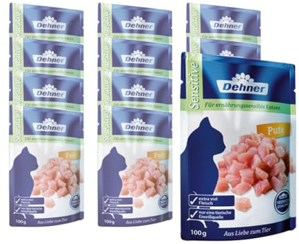 Dehner Premium kattmat vuxen, känslig, kalkon i påse, 12 x 100 g (1,2 kg)