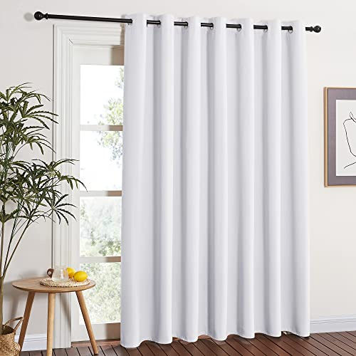 NICETOWN Grommet Top Thermal Insulated Solid Room Darkening Curtain / Drape for Sliding Door, Patio Door Curtain Panel (One Panel,W100 x L84, Greyish White)